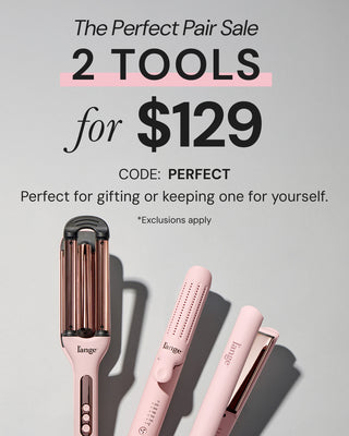 The Perfect Pair Sale offers two styling tools for $129 using code PERFECT, featuring pink and rose gold hair tools ideal for gifting or personal use; exclusions apply.