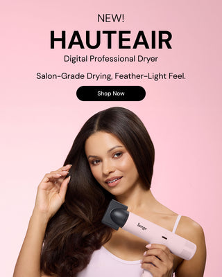 Promotional banner. Text reads: "New! HauteAir. Digital Professional Dryer. Salon-Grade Drying, Feather-Light Feel." Underneath there is a "Shop Now" button
