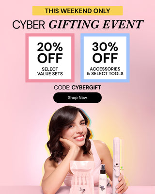 Promotional banner. Text reads: "THIS WEEKEND ONLY. CYBER GIFTING EVENT. 20% OFF Select Value Sets. 30% OFF Accessories & Select Tools. CODE: CYBERGIFT" Underneath there is a "Shop Now" button