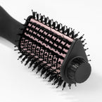 Top side angle of black tear-drop brush dryer with black bristle and cool tip