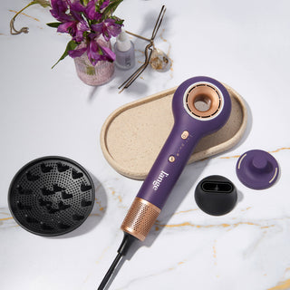 Axia dryer and attachments on a vanity