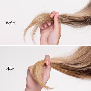 before and after of split ends being sealed