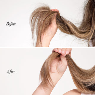 before and after of split ends being sealed