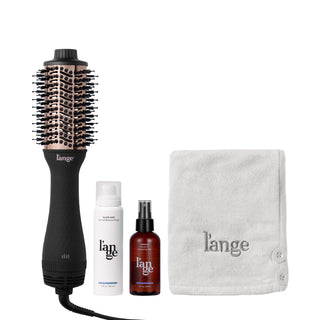 L’ange Blow All Out Value Set, including the Black 60mm Le Volume, glass hair, manage, and a grey hair wrap towel.