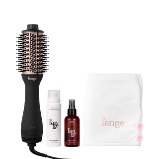 L’ange Blow All Out Value Set, including the Black 60mm Le Volume, glass hair, manage, and a white hair wrap towel.