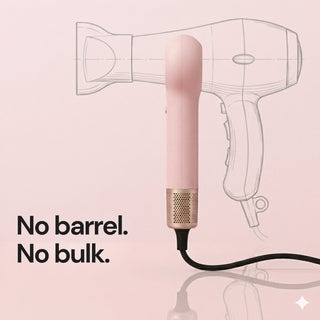 comparison image. Text reads "No barrel. No bulk"