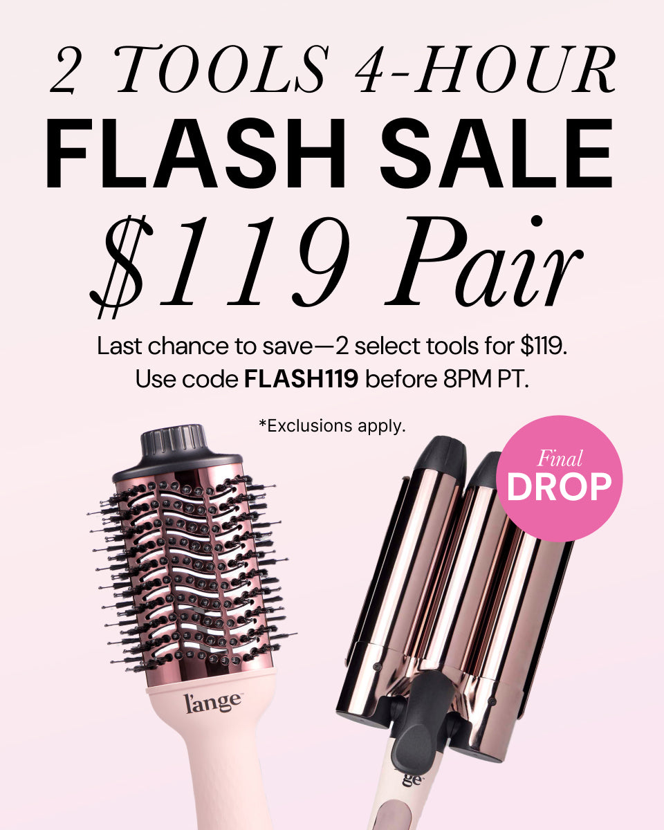 Limited-time offer featuring a four-hour flash sale of two selected styling tools for $119. Includes a round brush dryer and a triple-barrel waver. Use promo code FLASH119 before 8 PM PT. Exclusions apply.