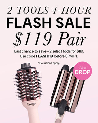 Limited-time offer featuring a four-hour flash sale of two selected styling tools for $119. Includes a round brush dryer and a triple-barrel waver. Use promo code FLASH119 before 8 PM PT. Exclusions apply.