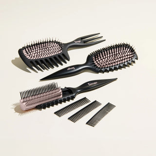 Curl Defining Crew Value Set, featuring TriWave, Curl Sculptor, and CustomCurl brushes, displayed on a beige background