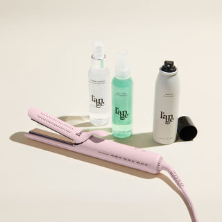 Curl Power Value Set, featuring a Blush Le Duo Classic Standard, Thermal Magique, Salt & Sea,  and Deja Vu, displayed on a beige background
