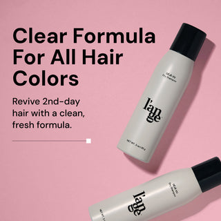 Informational image. Text reads "Clear Formula For All Hair Colors" "Revive 2nd-day hair with a clean, fresh formula"