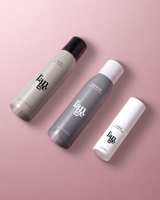 Value Set. L’ange dry shampoo hair care laid flat on a pink background including Deja Vu, Style Revival, and Star Dust