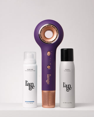 Value Set. Purple Axia Hair Dryer with Glass Hair Thermal Blowout Primer and Déjà Vu Dry Shampoo
