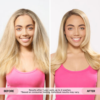 before and after. Text reads "Results after 1 use. Lasts up to 4 washes*"

*Based on consumer testing. Individual results may vary