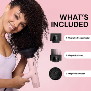 Benefits Graphics. Text reads: "WHAT’S INCLUDED" "1. Magnetic Concentrator" "2. Magnetic Comb" "3. Magnetic Diffuser"