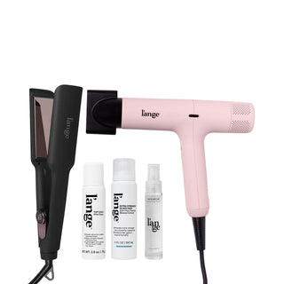 The High Gloss Value Set, featuring a Blush Haute Air, a Black1.75-inch Le Titane, Extra Strength Glass Hair, Top Coat, and Satin Nectar, displayed on a blank background.