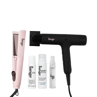 The High Gloss Value Set, featuring a Black Haute Air, a Blush 1-inch Le Titane, Extra Strength Glass Hair, Top Coat, and Satin Nectar, displayed on a blank background.