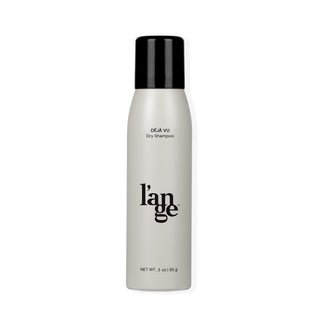 A sleek cylindrical bottle with a black cap, labeled "Déjà Vu Dry Shampoo" and featuring the brand name "l'ange" in bold lettering, containing 3 oz (85 g) of product.