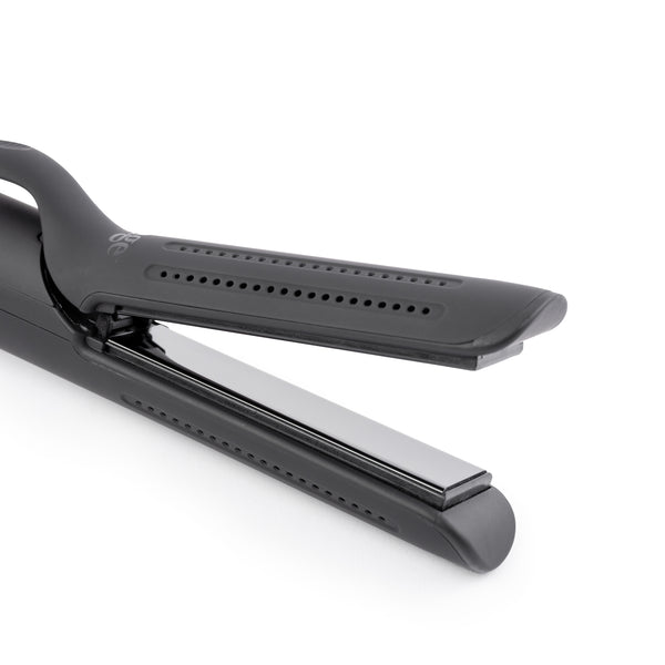 Open angle of black titanium plates with rounded edges with cooling air vents