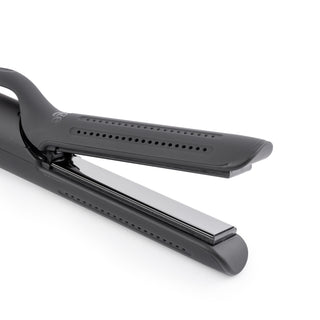 Open angle of black titanium plates with rounded edges with cooling air vents
