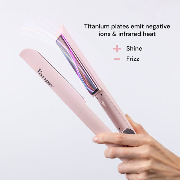 Blush Le Titane has curling, colorful lines coming from the titanium plates representing negative ions & infrared heat.  
