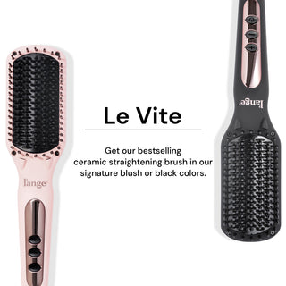 Both the blush and black-colored Le Vite Ceramic Straightening Brush lie next to one another.