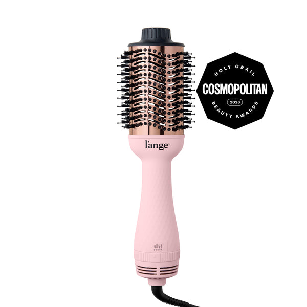 L'ange Le Volume 75MM Blush hair volumizing brush dryer, displayed  on a white background, featuring a Cosmopolitan Holy Grail Beauty Awards 2026 badge