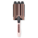Rose gold triple barrel waving iron with black clips,cool tips with rose-gold temp settings