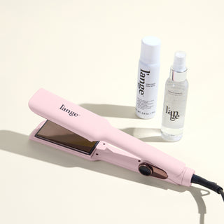 The Sleek Era Value Set, featuring a blush 1.75in Le Titane , top coat, and thermal magique, displayed on a beige background