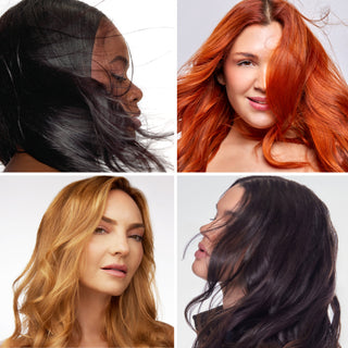 Collage of four women with different hair colors and textures, showcasing smooth, flowing styles.
