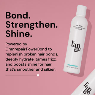 MS. BOND Building & Strengthening Conditioner by l’ange, featuring Granrepair PowerBond, enhances hair by repairing bonds, hydrating, reducing frizz, and amplifying shine.