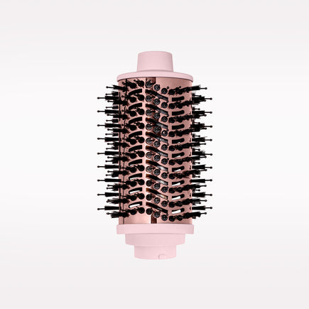 A pink hair brush attachment with black bristles, shown against a clean white background.