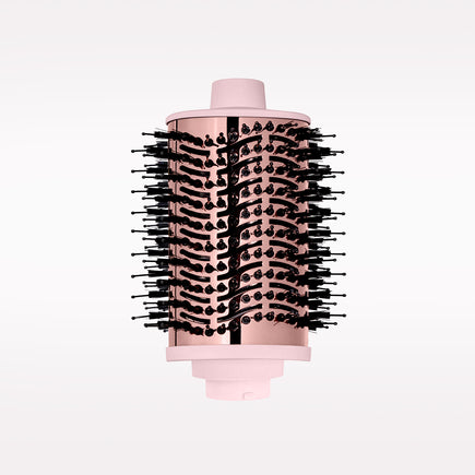 A pink hair brush attachment with black bristles, shown against a clean white background.