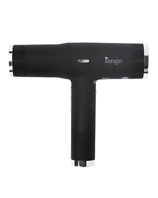 Slim T-shape black Le Styliste hair dryer with silver filter and black L’ange logo