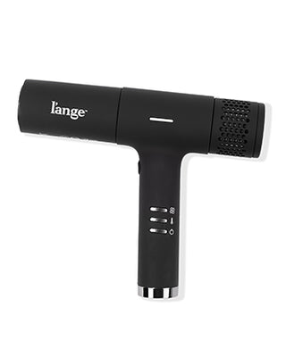 Slim T-shape black Le Styliste hair dryer with silver filter and black L’ange logo