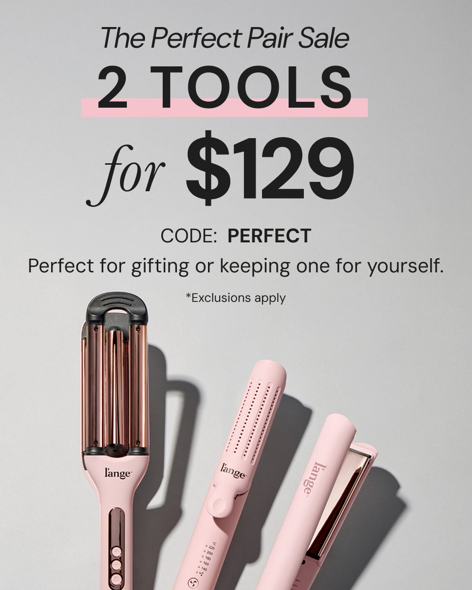 The Perfect Pair Sale offers two styling tools for $129 using code PERFECT, featuring pink and rose gold hair tools ideal for gifting or personal use; exclusions apply.