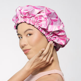 model using satin bonnet