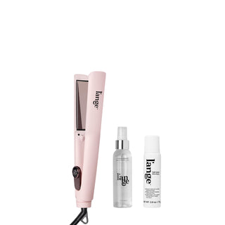 The Sleek Era Value Set, featuring the Le Titane 1in Flat Iron, Thermal Magique Heat & Humidity Thermal Protectant andTop Coat Shine Spray, on a blank background
