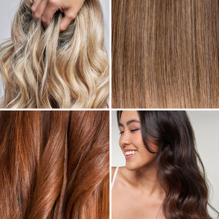 Four different models showing their clean, revived hair after using Star Dust Dry Shampoo.