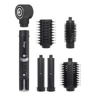 Black TurboStyle base and five attachments on white background