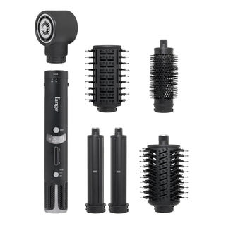 Black TurboStyle base and five attachments on white background