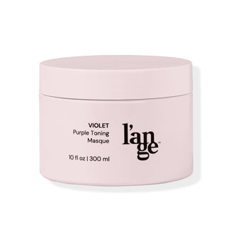 Blush 10fl oz tub with Violet Purple Toning Masque and L’ange logo in black font