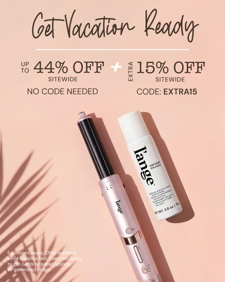 Promotional Banner. Text reads: "Get Vacation Ready. Up to 44% Off Sitewide. No code needed + Extra15% Off Sitewide. Code: EXTRA15" 

*Exclusions apply. Offer available while supplies last. Does not apply to git cards or subscriptions. AI-generated image