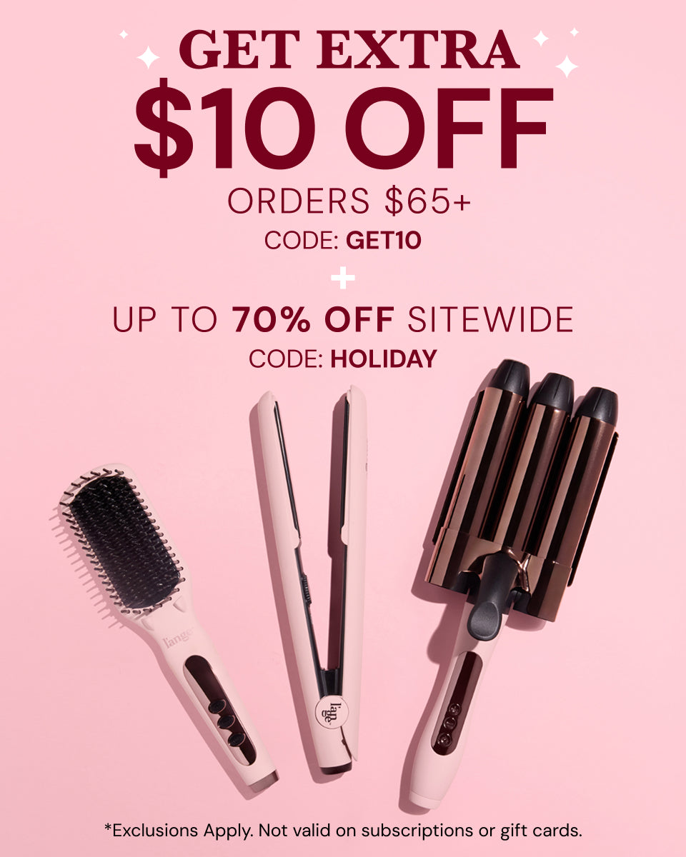 Promotional Banner. Text reads "GET EXTRA $10 OFF ORDERS $65+. CODE: GET10 + UP TO 70% OFF SITEWIDE. CODE: HOLIDAY" "*Exclusions Apply. Not valid on subscriptions or gift cards"