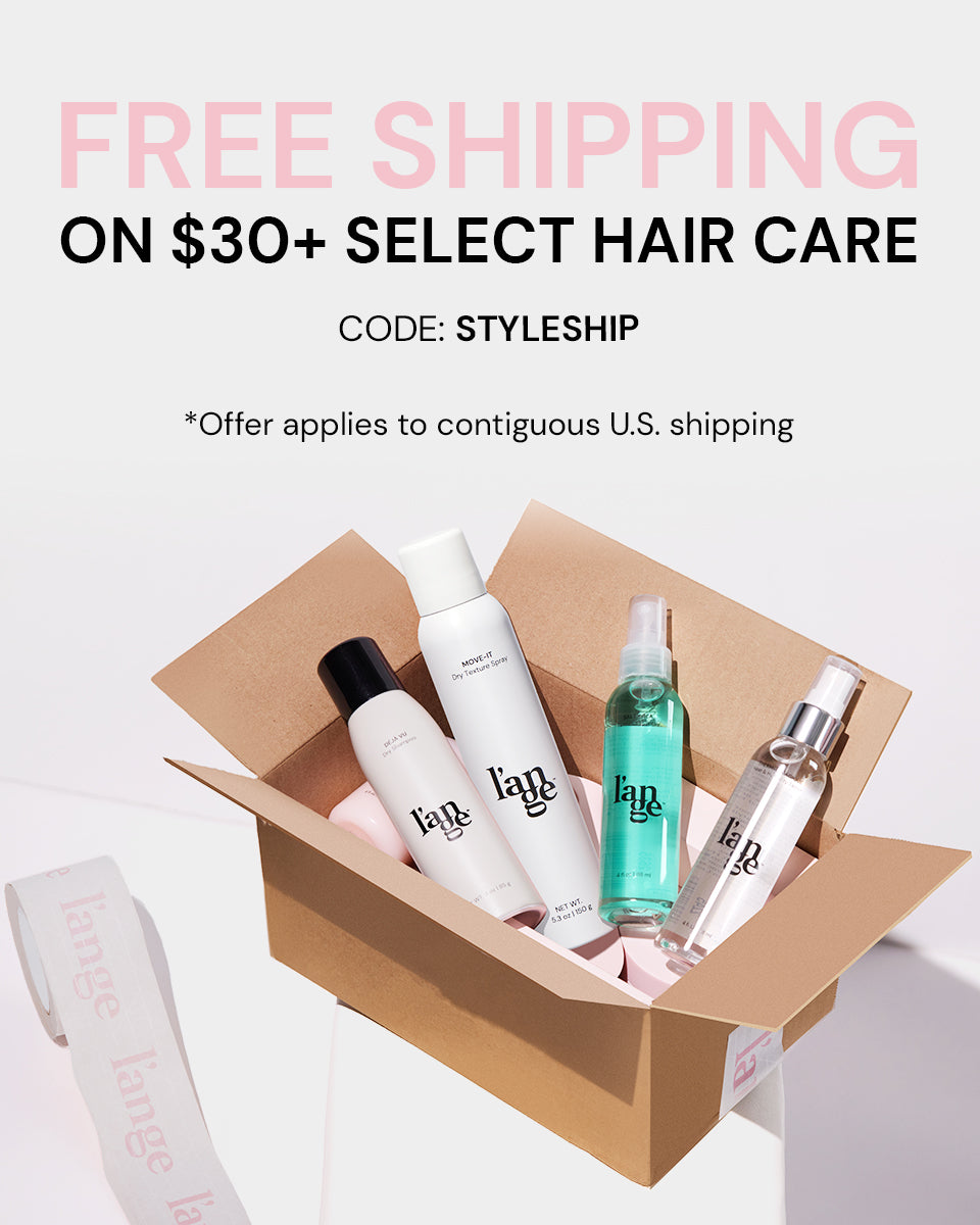 A promotional banner offers free shipping on orders over $30 for select hair care products, featuring an open box displaying four different hair care bottles.