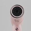 Video of slim blush  t-shape hair dryer with heat, speed, power buttons with rose gold L'ange logo