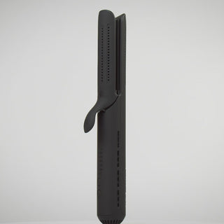 Zoomed in video of Black Floating titanium plates with rounded edges features cooling air vents with ergonomic handle