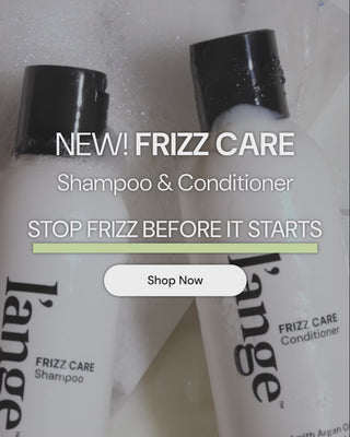 Promotional banner. Text reads "NEW! FRIZZ CARE Shampoo & Conditioner. STOP FRIZZ BEFORE IT STARTS" Below there is a "Shop Now" button