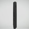 Zoomed in video of black ceramic round edge plates with soft touch handle, round temperature setting, black L’ange logo