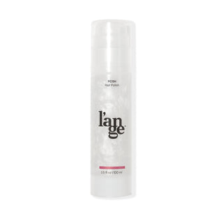 Transparent bottle labeled "l'ange Posh Hair Polish" containing 3.5 fl oz (100 ml) of product with a pearlescent appearance.